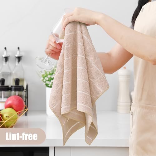 Homaxy Microfiber Kitchen Towels and Dishcloths Sets, 12 Pack, Beige