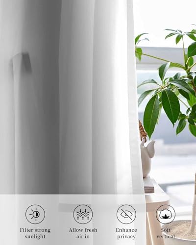 Grey Ombre Sheer Curtains 63 Inch Length Grommet Semi Sheer Drapes for