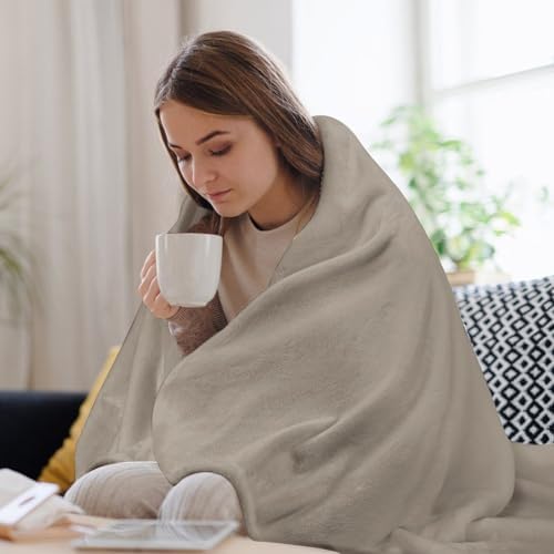 Plush Throw Blanket, Simple Stylish Chic Taupe Brown Throws for Couch