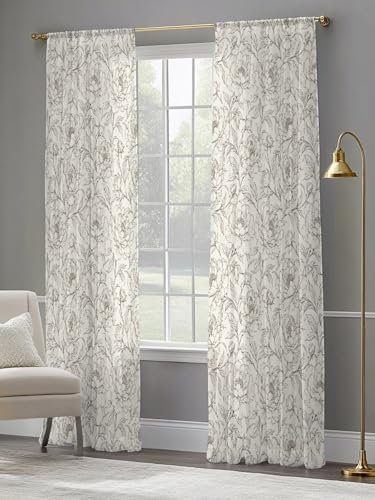 Minimalist Ivory Sheer Curtains 52" W x 108" L (Pack of 2) Light
