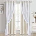 DWCN Ivory Blackout Curtains with Sheer Overlay with Tiebacks 96 Inch