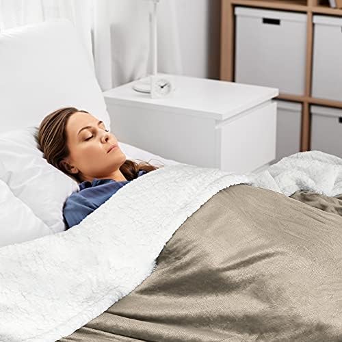 Tirrinia Sherpa Throw Plush Blanket Camel Throw Twin Size 60inch x