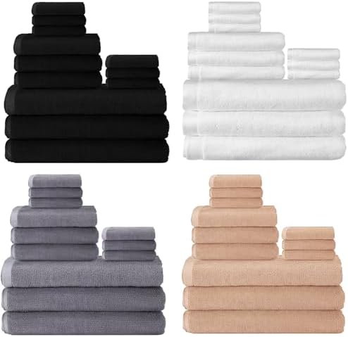 Peryiter 48 Pcs Bath Towel Set, Cotton Bulk for Bathroom, Classic