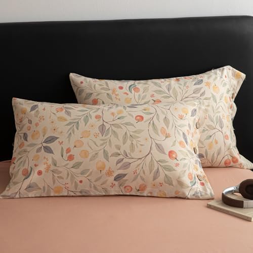 HighBuy Boho Leaf Linen Duvet Cover Twin XL for Girls Textured Quilt