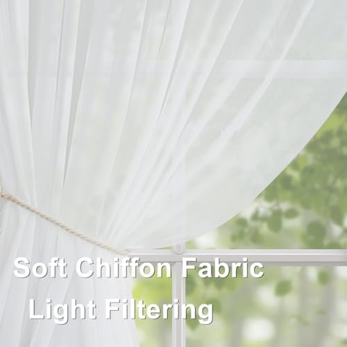 Double Layers Pinch Pleated Cream Sheer Curtains 63 Inches Long Drapes