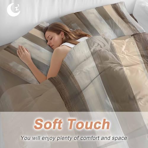 Brown Grey Duvet Cover Set, Abstract Neutral Textured Modern