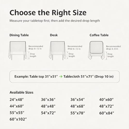 Spillproof Linen Tablecloth 48x68 Inch,Beige