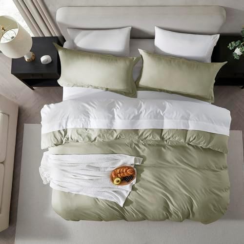 Nestl Light Sage Duvet Cover King Size - Soft Double Brushed King