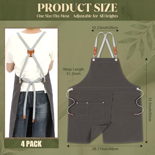 4 Pcs Pottery Aprons Split Leg Apron with Pockets Adjustable Straps