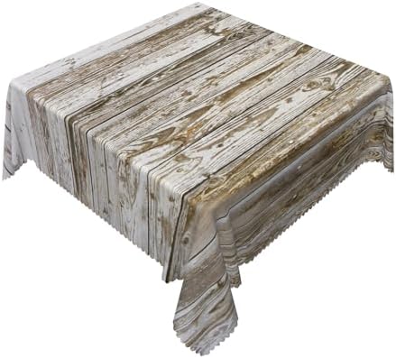 Vintage Wood Grain Tablecloth Square 70 Inch Rural Rustic Gray Wooden