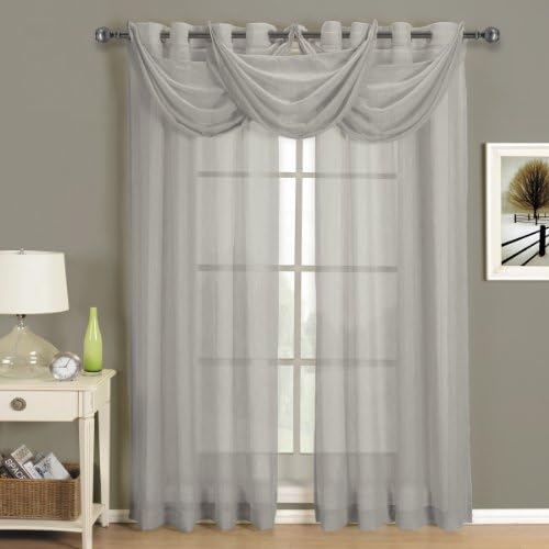 Royal Hotel Luxury Abri Top Grommet, Crushed Sheer Curtains, 63 inches