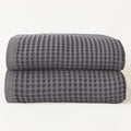 Turkish Cotton Waffle Bath Towels Set of 2, Gray, 35x71