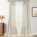 Nanspring Extra Long Linen Curtains 120 Inch 2 Panels Set for Living