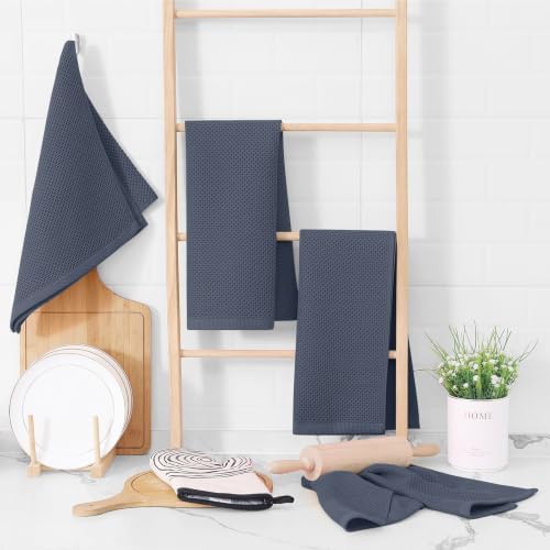 Homaxy 100% Cotton Waffle Weave Kitchen Towels, 15-Pack, Dark Grey