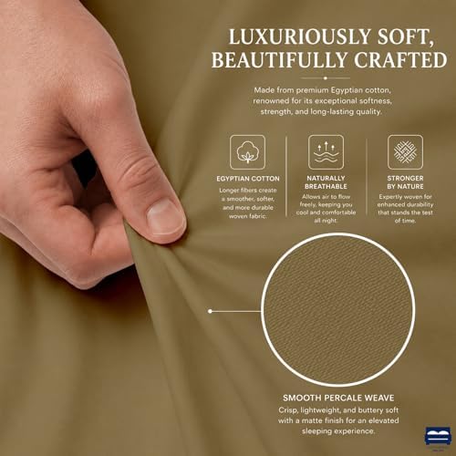 Cottingon 4 Piece Full Sheets Fits 16" Deep, Egyptian Cotton, Taupe