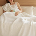 Bedsure Lightweight 100% Cotton Waffle Blanket, Queen, Ivory