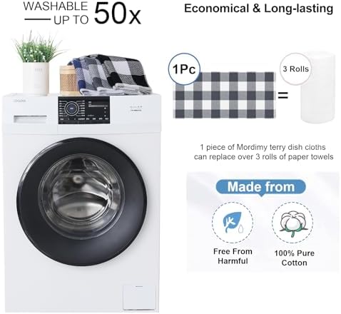 Mordimy Cotton Weave Kitchen Towels, 13"x 28", 4 Pack, White & Dark