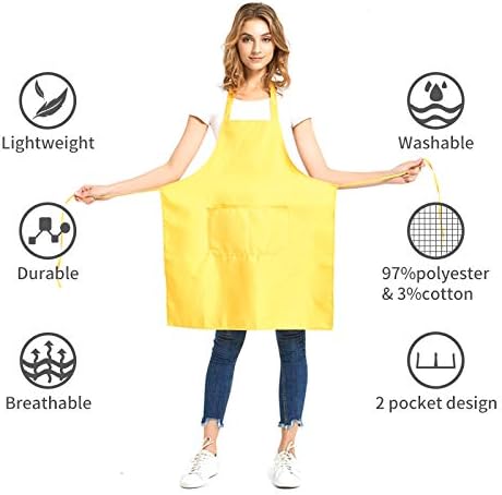 DUSKCOVE 8 Pack Bib Aprons Bulk - Unisex Black Commercial Apron with 2