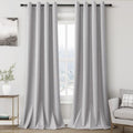 Grommet Grey 100% Blackout Linen Curtains 96 inches Long for Bedroom