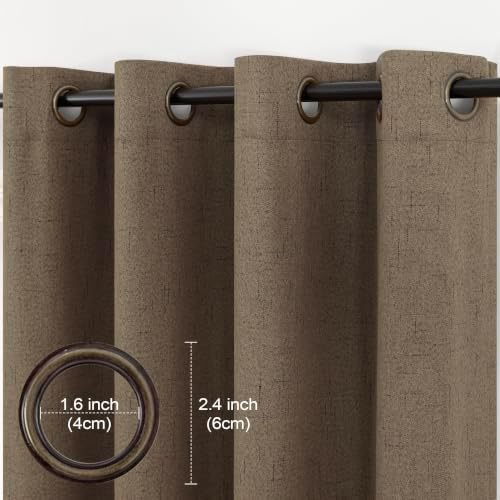 72 Inches Dark Brown Total Blackout Bronze Grommet Curtains for