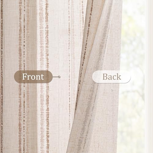 MYSKY HOME Taupe Striped Curtains 84 Inches Long Tan Patterned