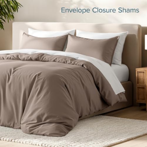 Bare Home Duvet Cover Set 1800 Ultra-Soft (Queen, Taupe)