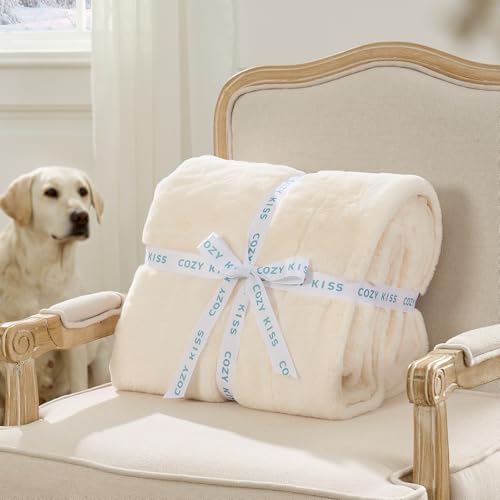 COZY KISS Soft Faux Fur Throw Blanket for Bed, Twin Size, 60x80 inch