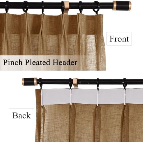 Fcosie Grommet Top Linen Textured Sheer Drape 96 Inches Long for
