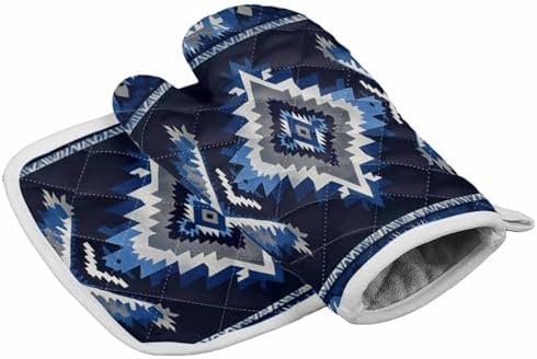 Quilted Cotton Terry Cloth Oven Mitt, Pot Holder Navy Blue Grey