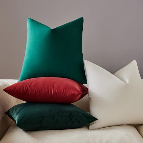 JUSPURBET 22x22 Decorative Velvet Throw Pillow Covers Set of 2,Army