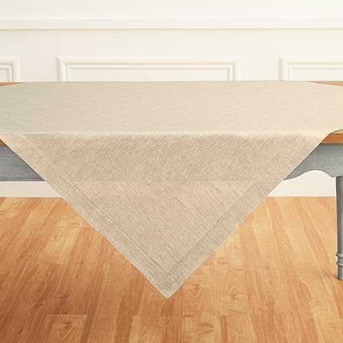 Solino Home 100% Pure Linen Table Cloth, Throw Beige, Athena