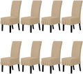 Easy-Going 8 PCS Stretch Dining Room Chair Covers with Skirt, Sand