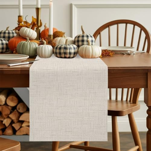 Table Runner Minimalist Creamy White Table Runners 14x72in Rustic