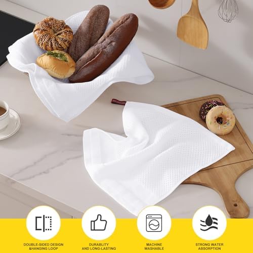 Homaxy Kitchen Towels and Dishcloths Set, Set of 16, White