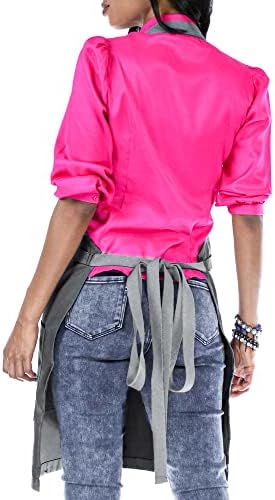 Under NY Sky Chef Apron, Smart Pockets, Cotton Straps, Unisex, Gray