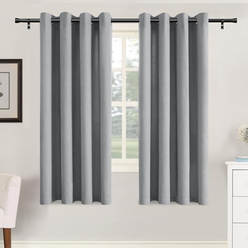 H.VERSAILTEX Soft Faux Linen Curtains 63 Inch Length 2 Panels for