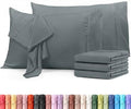 Pillow Covers Queen Size Set of 6, Soft and Comfy Pillow Cases, Grey