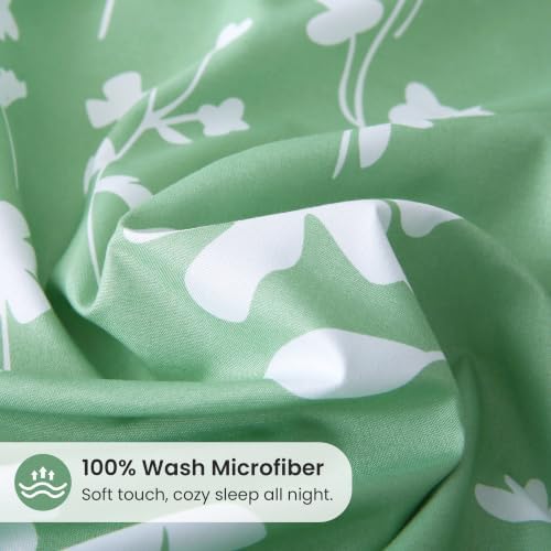 Mooreeke Duvet Cover King Size, 3 PCE Grayish Green Duvet Cover Set