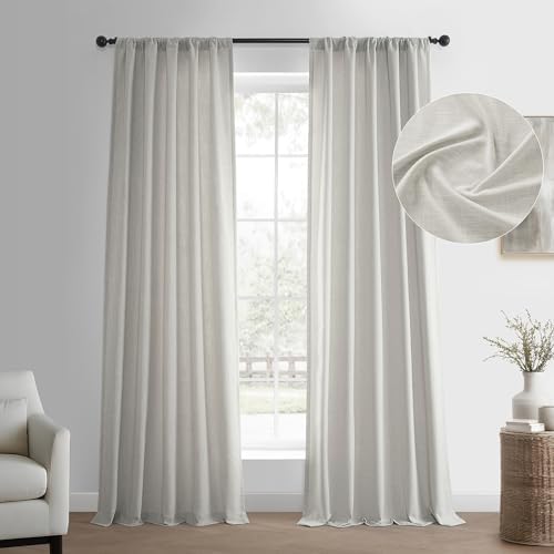 HPD Half Price Drapes Basic Faux Linen Curtains - 120 Inch Long Pair