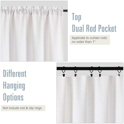 Natural Curtains 84 Inches Long 2 Panels Set, Linen Blend Textured