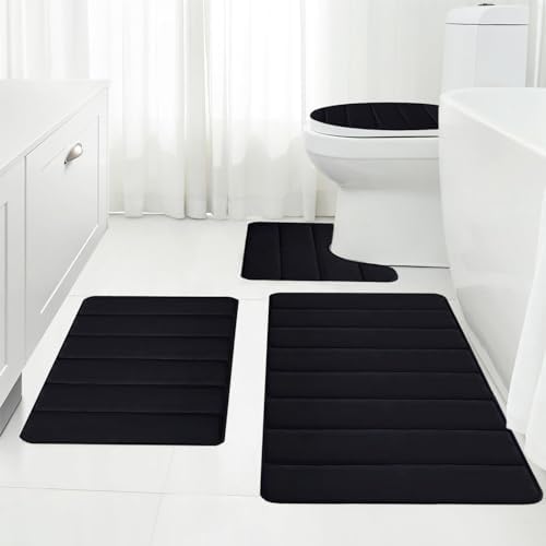 4-Piece Bathroom Rug Set - 2024 Soft Absorbent Memory Foam Mats