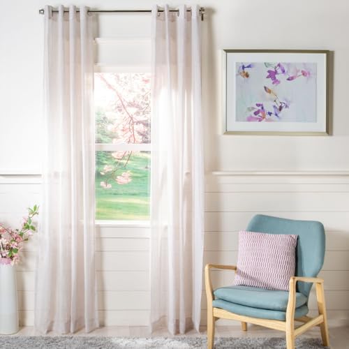 SAFAVIEH Home Curtain Moony Grey Sheer 52" x 96" Grommet Window Drape
