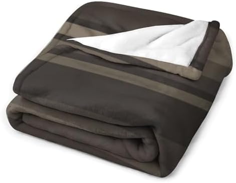 Plush Throw Blanket, Taupe Stripes Throws for Couch Sofa Bed Warm
