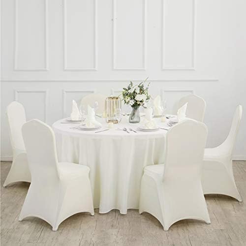 6 Pack Ivory Round Tablecloths 90 Inches Table Cloth Stain and Wrinkle