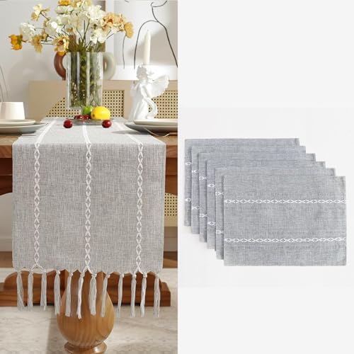 Wracra Homes Value Pack - Rustic Grey Table Runner and Placemat Set