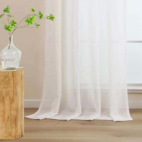 L.Z.E Off White Sheer Curtains 108 Inches Long for Living Room 2