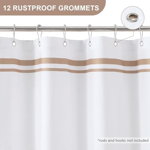 GASIYU Modern Taupe and White Waterproof Stripe Fabric Shower Curtain