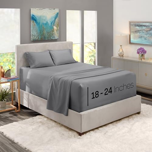 Nestl King Size Sheet Set, 4 Piece Extra Deep Pocket (18-24 inches)