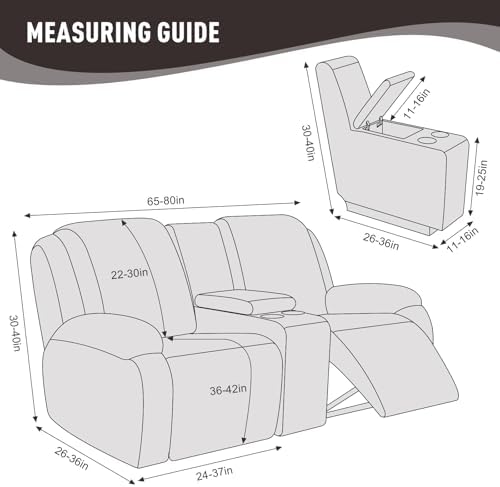 KinCam Loveseat Recliner Slipcover with Console, Chocolate