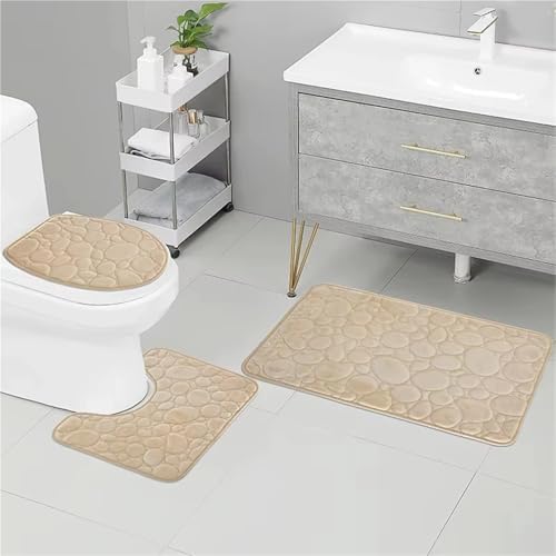 3PCS/Set Bath Mats Soft Quick Dry Bathroom Soft Rugs Water Absorption